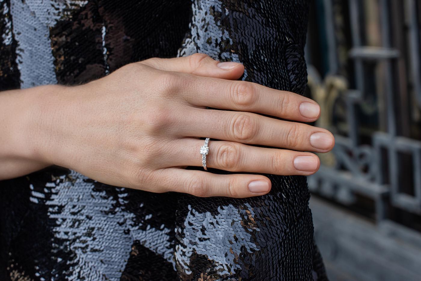 EVA certified Luna 0.68 carat round brillant synthetic diamond white gold ring In New Condition For Sale In Monte-Carlo, MC