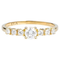 EVA certified Luna 0.68 carat round brillant synthetic diamond yellow gold ring