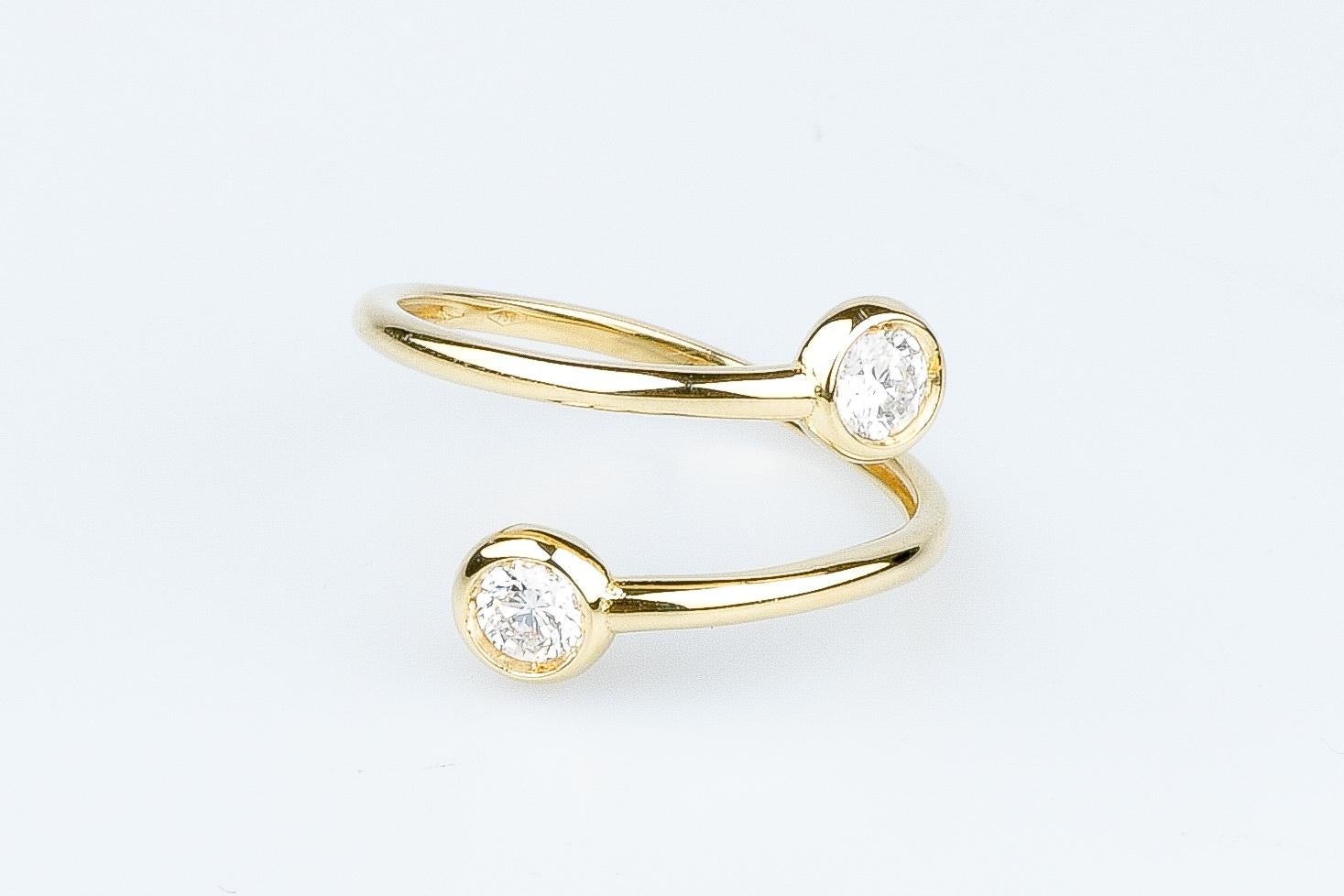 EVA-zertifizierter Milena-Ring aus Gelbgold mit 0,4 Karat rundem Brillanten, synthetischem Diamant Damen im Angebot