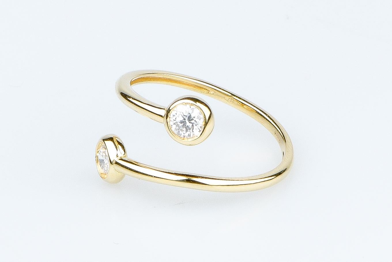 EVA certified Milena 0.4 carat round brillant synthetic diamond yellow gold ring In New Condition For Sale In Monte-Carlo, MC
