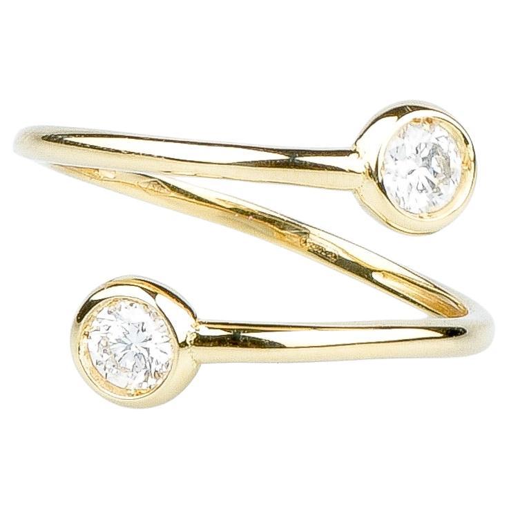 EVA-zertifizierter Milena-Ring aus Gelbgold mit 0,4 Karat rundem Brillanten, synthetischem Diamant im Angebot
