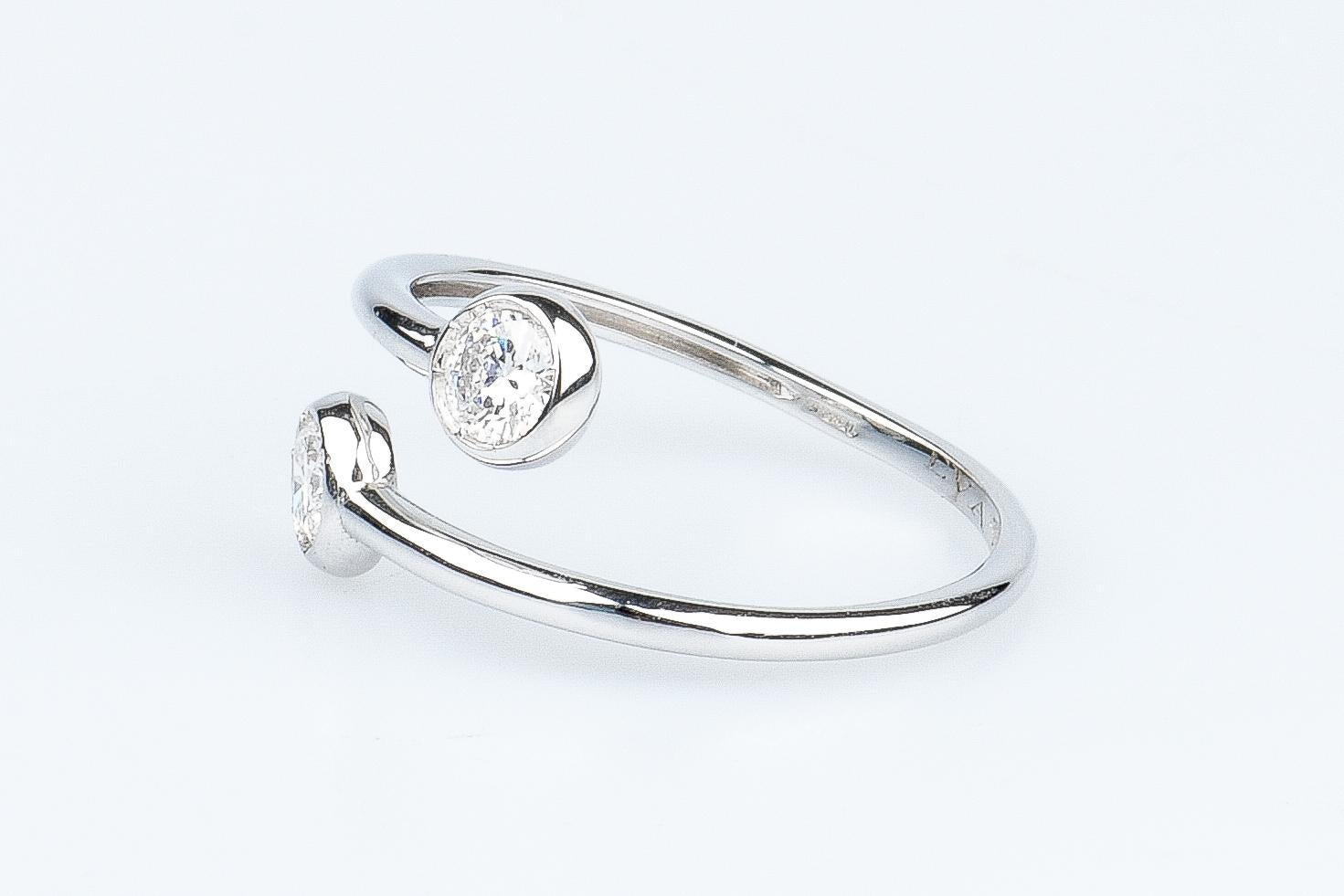 EVA certified Milena 0.40 carat round brillant synthetic diamond white gold ring In New Condition For Sale In Monte-Carlo, MC