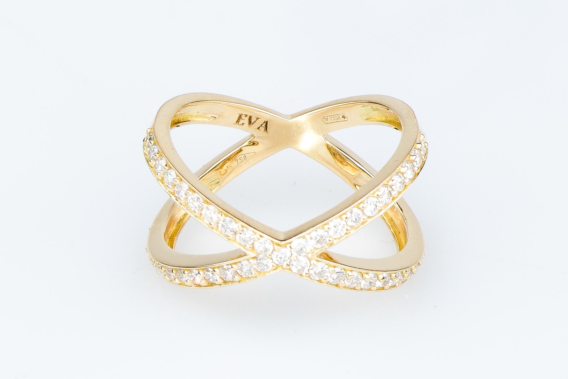 EVA certified Oriana 0.41 carat round brillant synthetic diamond gold ring In New Condition For Sale In Monte-Carlo, MC