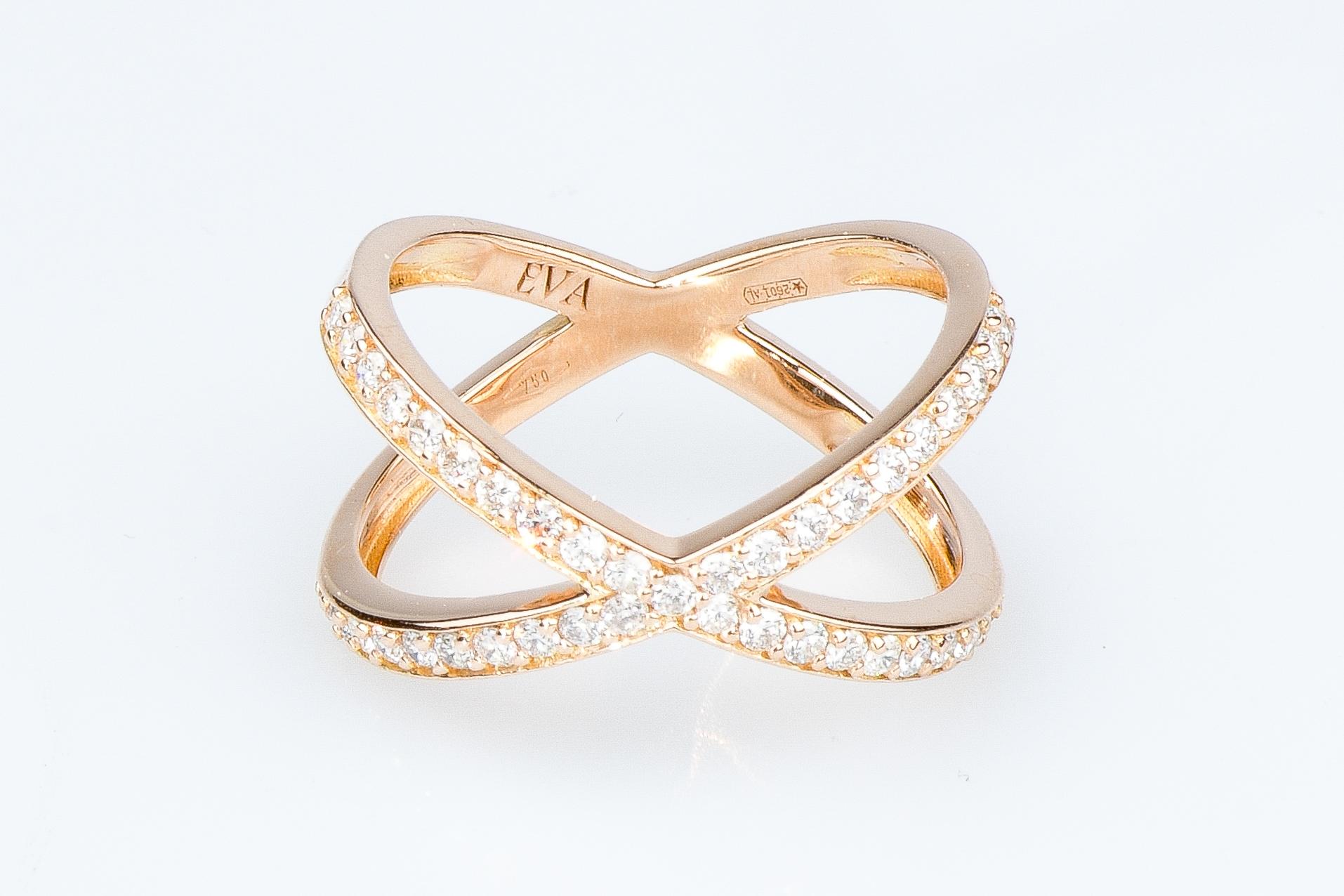EVA-zertifizierter Ring Oriana 0,41 Karat runder brillanter synthetischer Diamant aus Rotgold Damen im Angebot