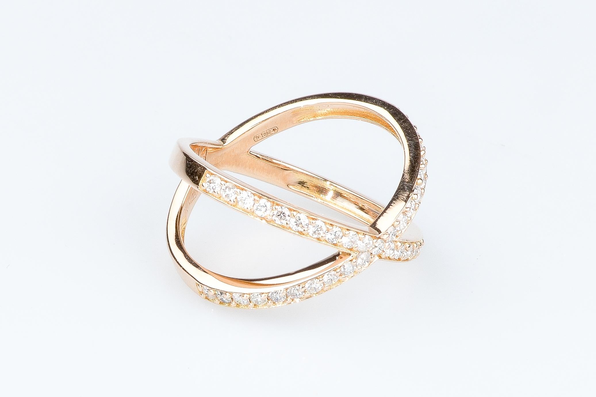 EVA-zertifizierter Ring Oriana 0,41 Karat runder brillanter synthetischer Diamant aus Rotgold im Angebot 1