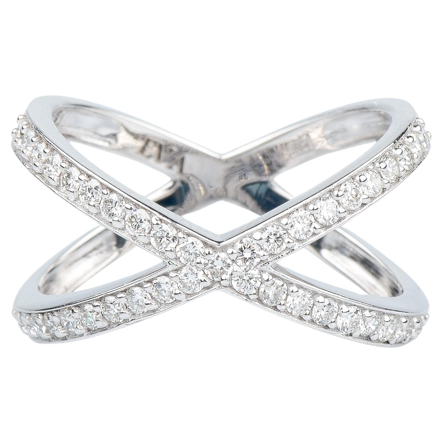 EVA certified Oriana 0.41 carat round brillant synthetic diamond white gold ring For Sale