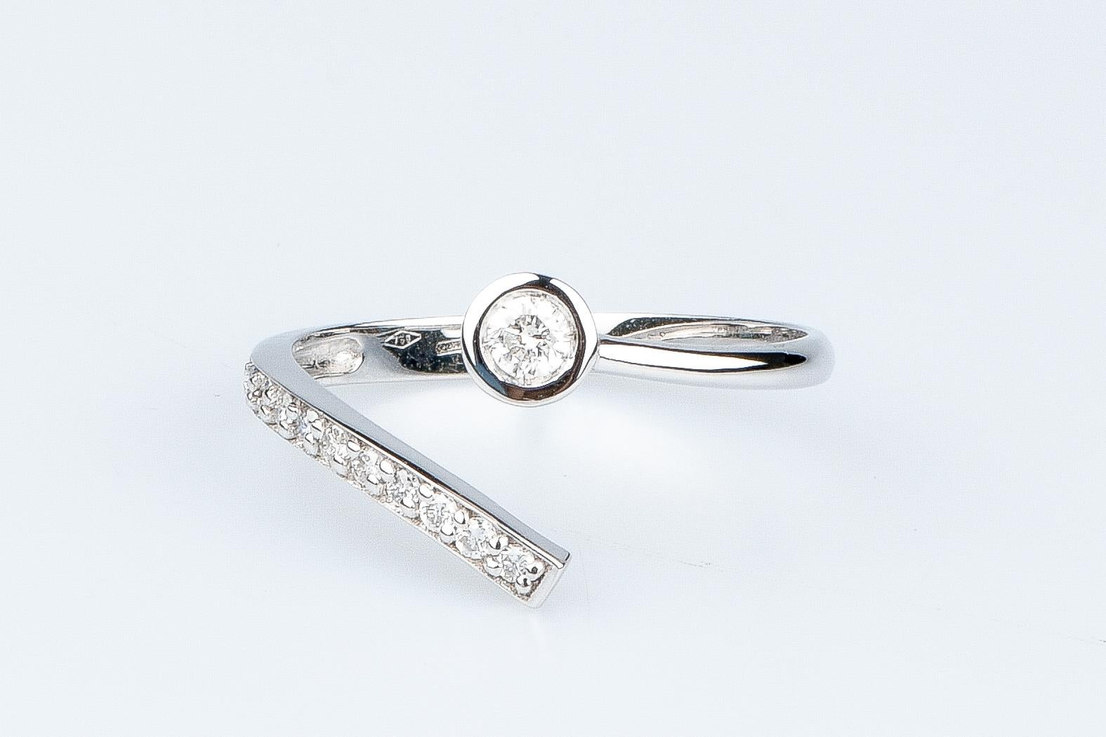EVA certified Ornella 0.25 carat round brillant synthetic diamond gold ring In New Condition For Sale In Monte-Carlo, MC