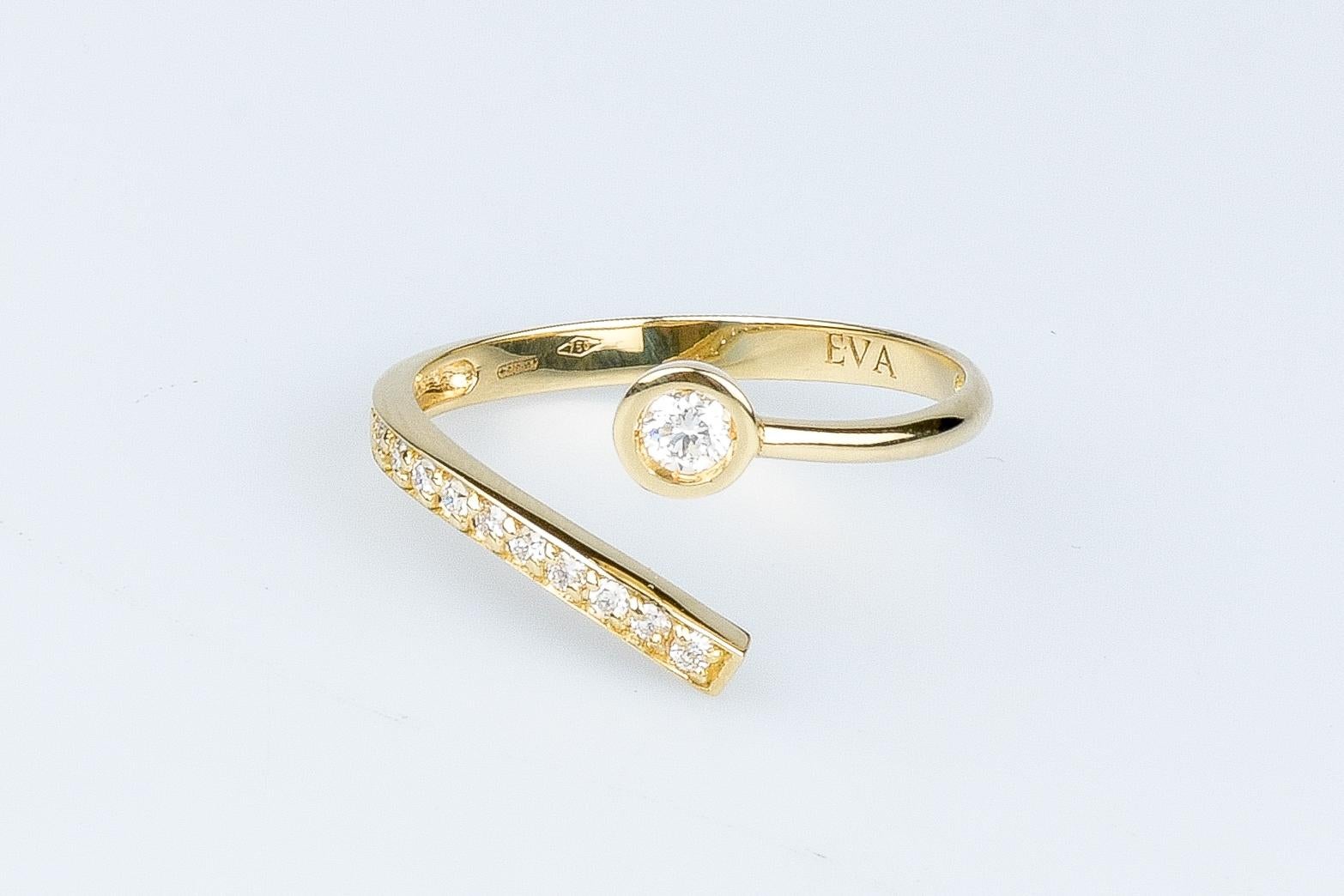 EVA certified Ornella 0.25 carat round brillant synthetic diamond gold ring In New Condition For Sale In Monte-Carlo, MC