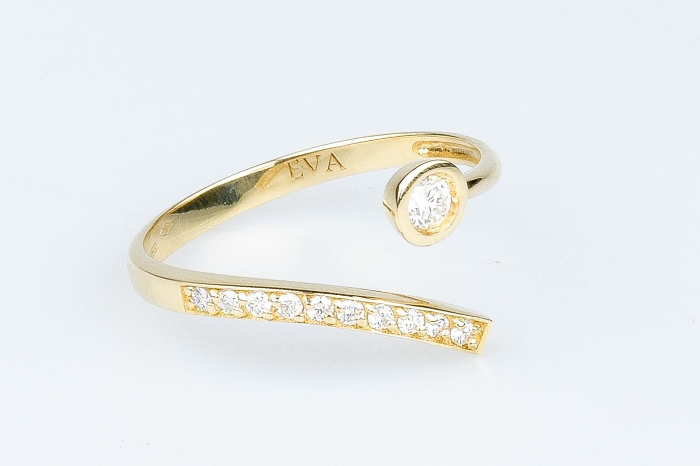 EVA certified Ornella 0.25 carat round brillant synthetic diamond gold ring For Sale 1