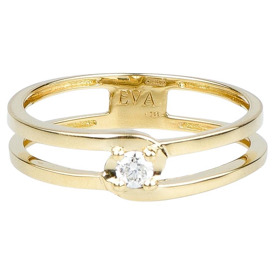 EVA certified Serena 0.1 carat round brillant synthetic diamond yellow gold ring For Sale
