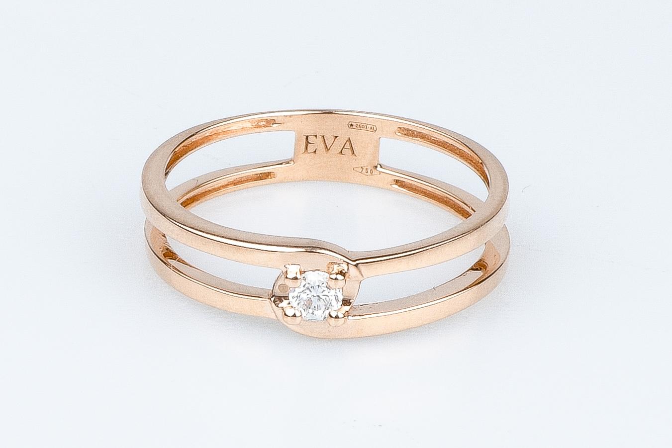 EVA certified Serena 0.10 carat round brillant synthetic diamond pink gold ring In New Condition For Sale In Monte-Carlo, MC