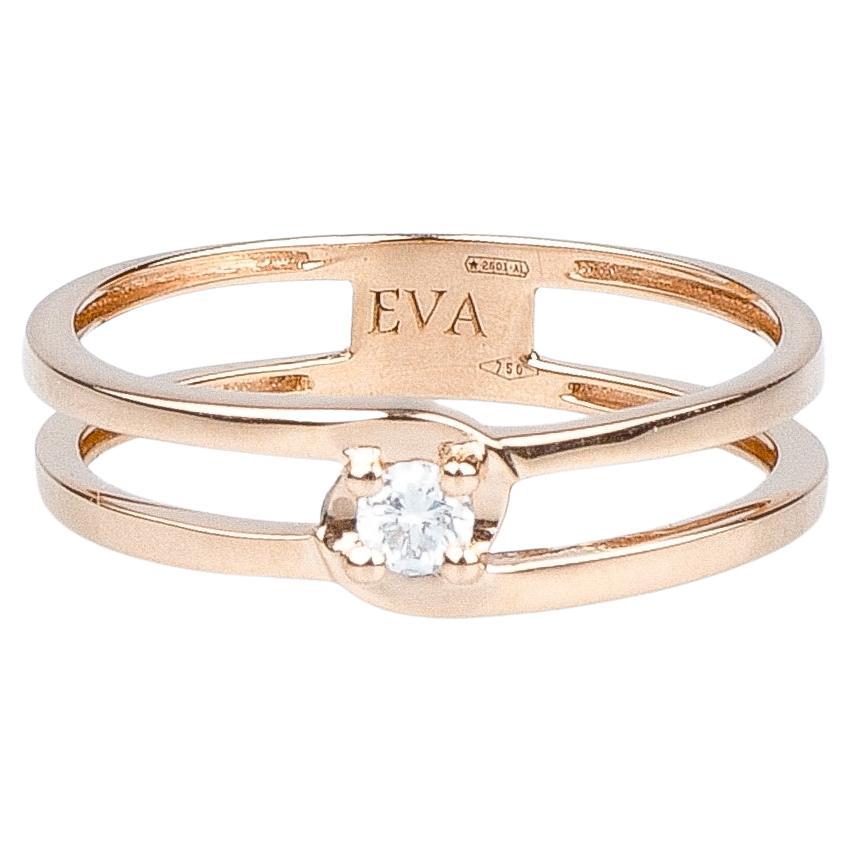 EVA certified Serena 0.10 carat round brillant synthetic diamond pink gold ring For Sale