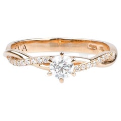EVA certified Stella 0.48 carat round brillant synthetic diamond pink gold ring