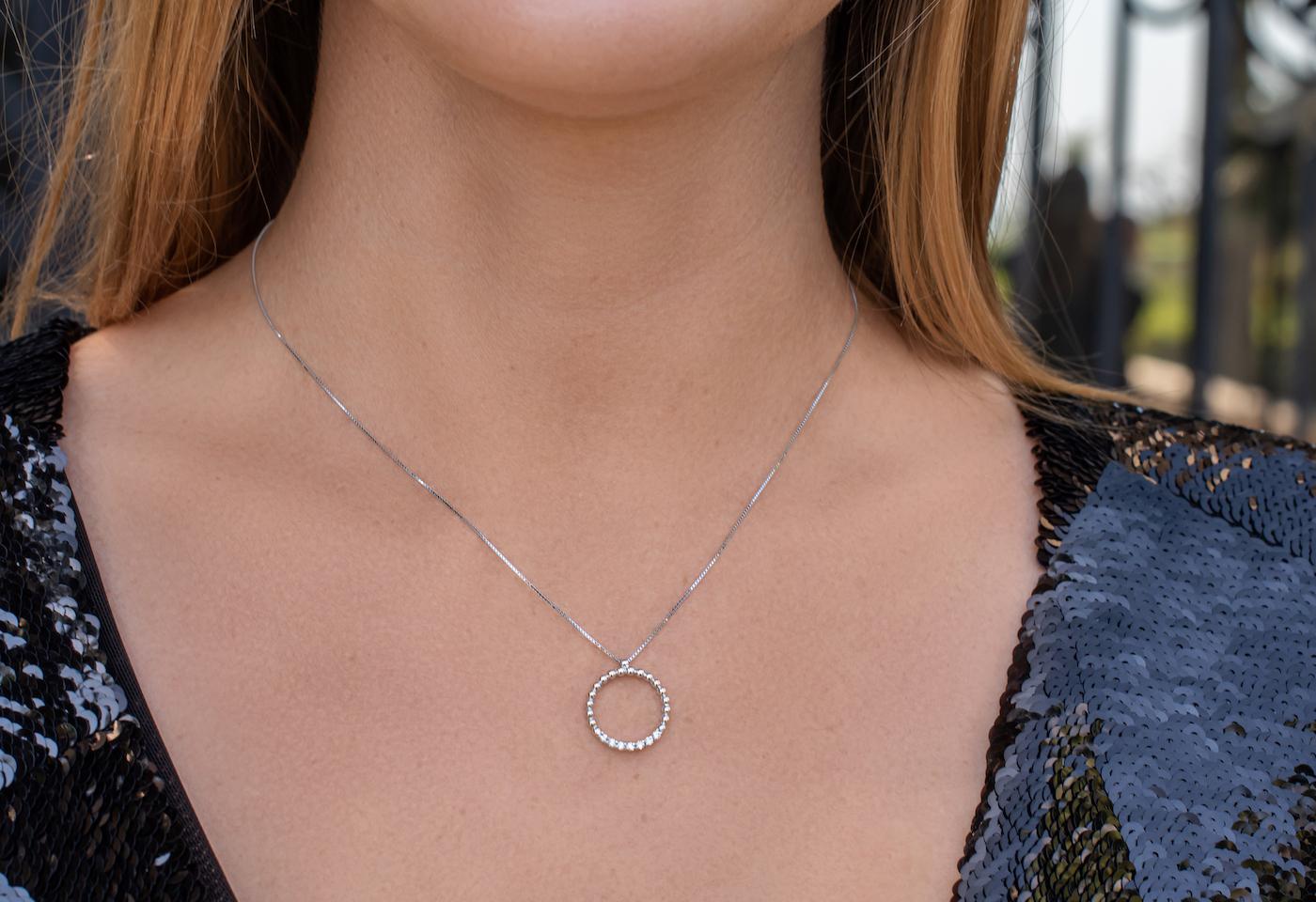EVA certified Valentine 0.14 carat round brillant synthetic diamond necklace In New Condition For Sale In Monte-Carlo, MC