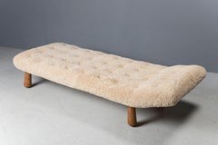 "Eva" Chaise in Swedish Pine and Australian Shearling