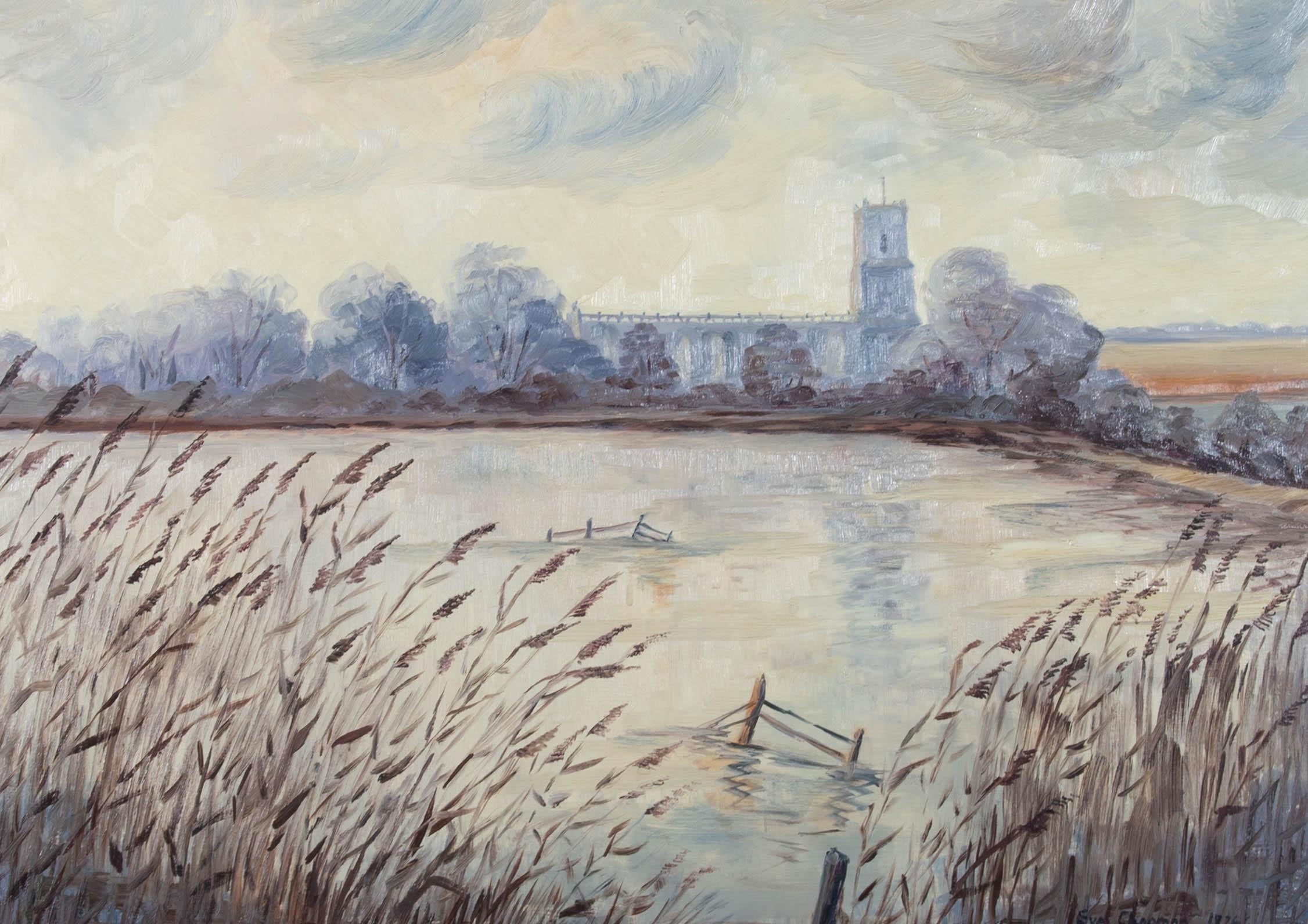 Eva Chapman - 1976 Oil, Flooded Fields For Sale 1