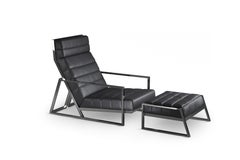 EVA Contemporary Black Leather Lounge Chair & Ottoman by Mansi London