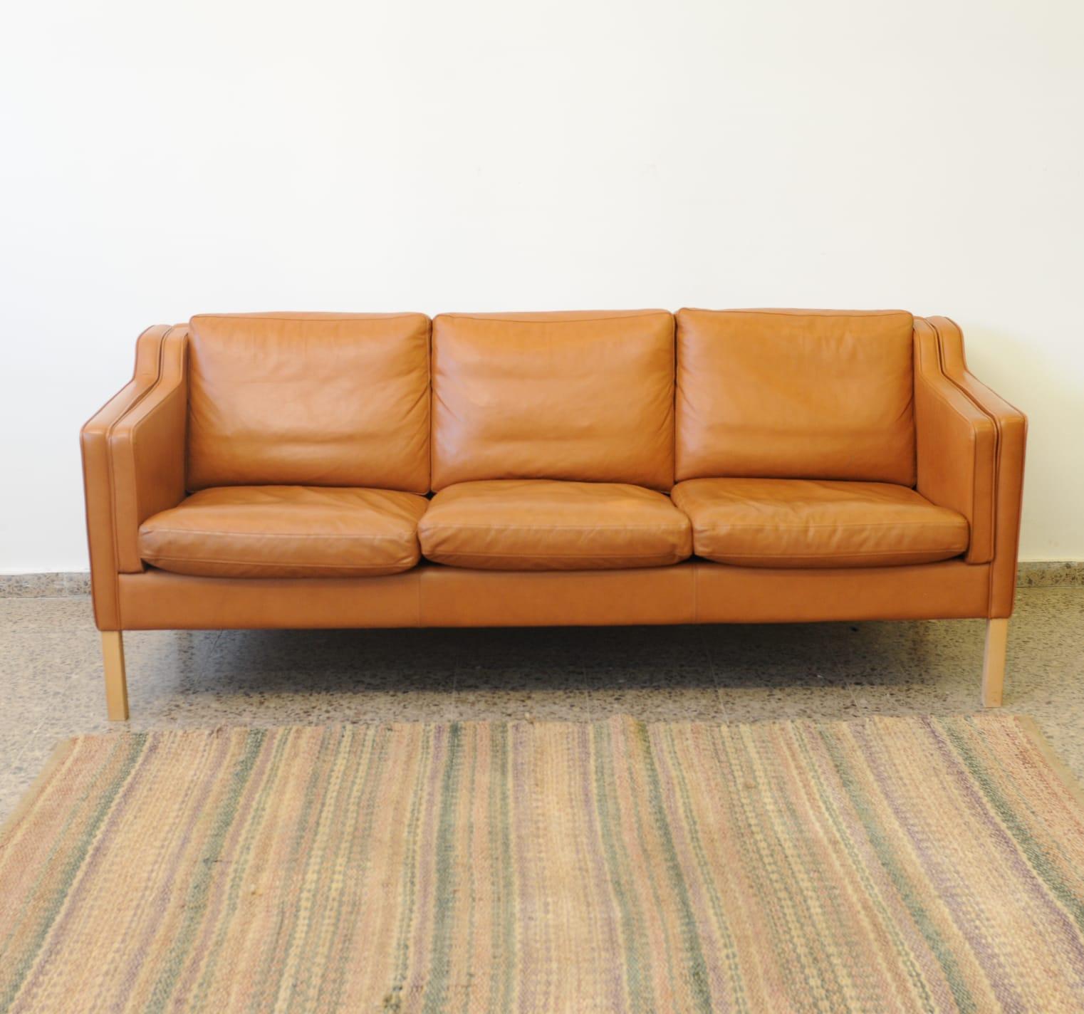 Eva Danish Cognac Leather Sofa by Stouby For Sale 1