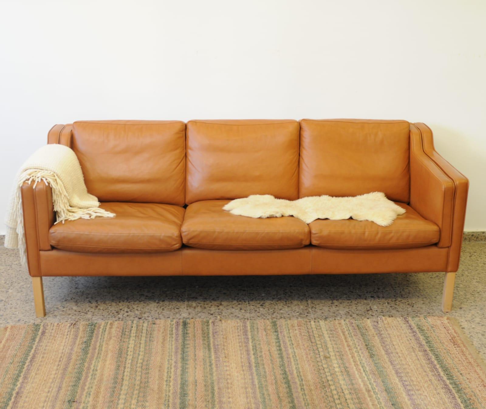 Eva Danish Cognac Leather Sofa by Stouby For Sale 5