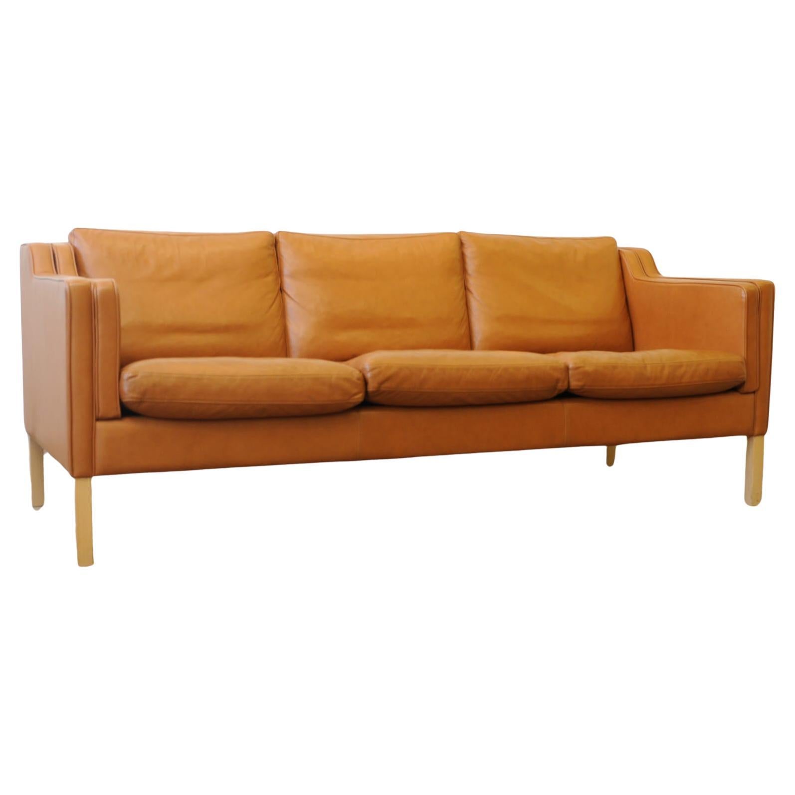 Eva Danish Cognac Leather Sofa by Stouby For Sale