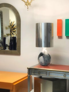 Eva Englund Lampe abstraite en verre violet avec abat-jour en métal:: Suède:: années 1960