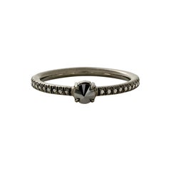 Eva Fehren 0.12 Carat Black Diamond Solitaire Ring in 18k Blackened White Gold