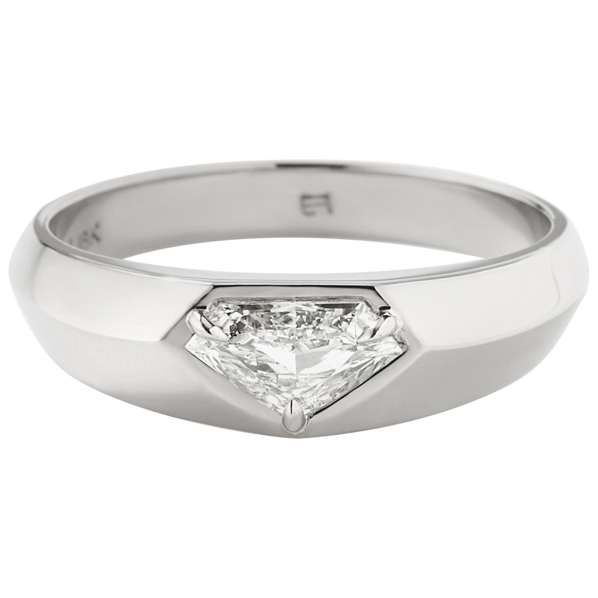 Eva Fehren 0.64 Carat Diamond Kent Signet Ring in 18 Karat Palladium White Gold For Sale