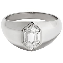 Eva Fehren 1.10 Carat Diamond Hero Signet Ring in 18 Karat Palladium White Gold