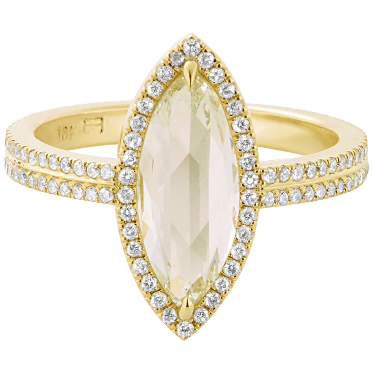 Eva Fehren 1.96 Carat Fancy Light Yellow Diamond Ring in 18 Karat Yellow Gold For Sale