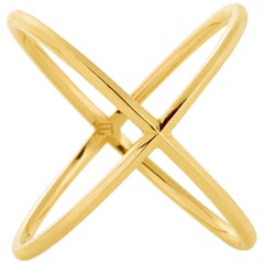 Eva Fehren Beveled X-Ring in 18 Karat Yellow Gold