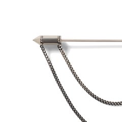 Eva Fehren Double Chain Pin in 18 Karat White Gold with Black Diamonds