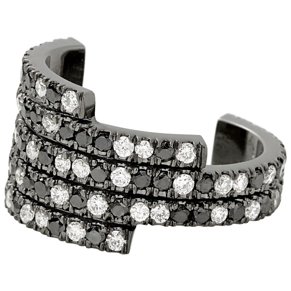 Eva Fehren X Ear Cuff in 18 Karat Blackened White Gold with Black