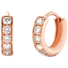 Eva Fehren Huggies in 18K Rose Gold with Pale Champagne Diamonds