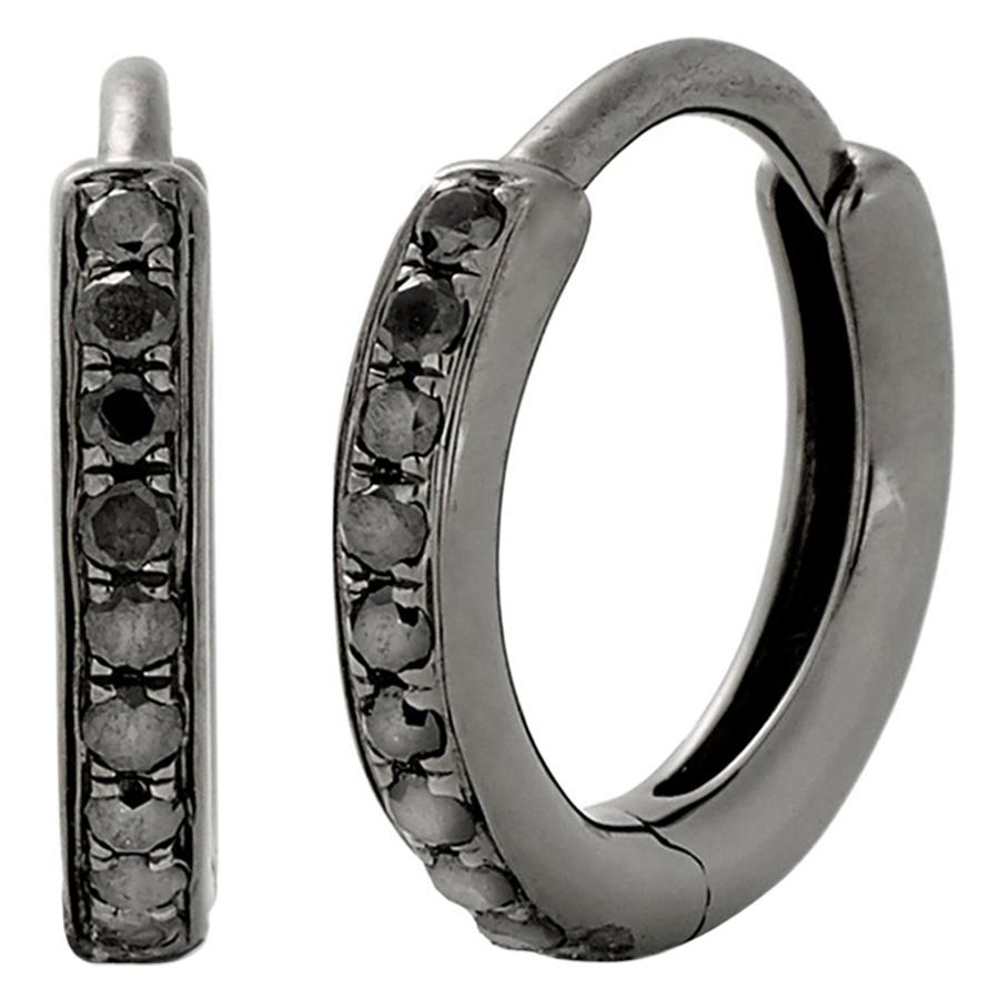 Eva Fehren Huggies in 18K White Gold with Black Diamonds For Sale