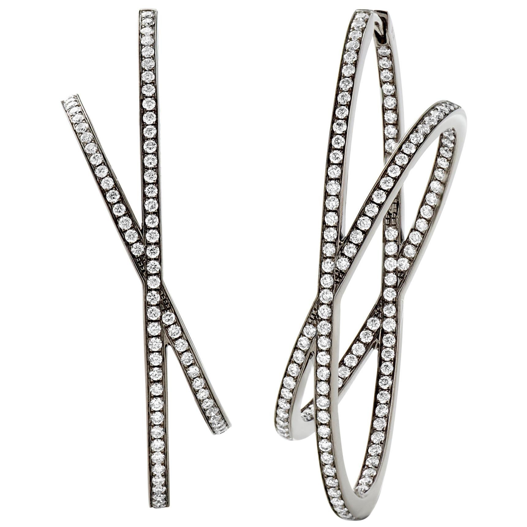 Eva Fehren Large Orbit Hoop Earrings in 18K Blackened White Gold For Sale