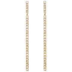 Eva Fehren Line Earrings in 18 Karat Yellow Gold with White Diamonds