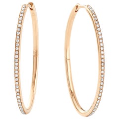 Eva Fehren Medium Oval Hoops in 18 Karat Rose Gold with Pale Champagne Diamonds