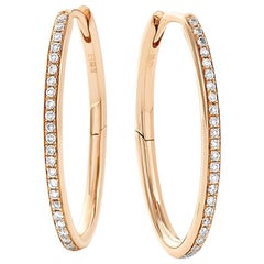 Eva Fehren Oval Hoops in 18 Karat Rose Gold with Pale Champagne Diamonds