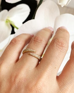 Eva Fehren Pave Wrap Claw Ring in 18 Karat Yellow Gold Pale Champagne Diamonds