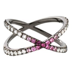 Eva Fehren Shorty in 18 Karat Blackened White Gold with Ombre Pink Sapphire