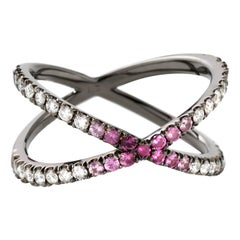 Eva Fehren Shorty in 18 Karat Blackened White Gold with Ombre Pink Sapphire