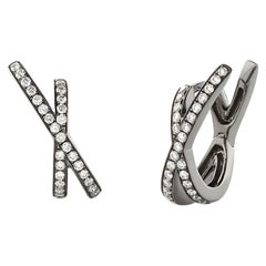 Eva Fehren Small Orbit Hoop Earrings in 18 Karat Blackened White Gold