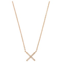 Eva Fehren Tiny X-Pendant in 18K Rose Gold with Pale Champagne Diamonds