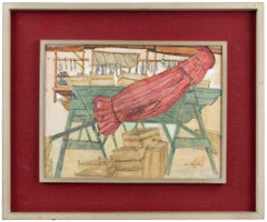 Red Umbrella - Mixed Media - mid-20th Century