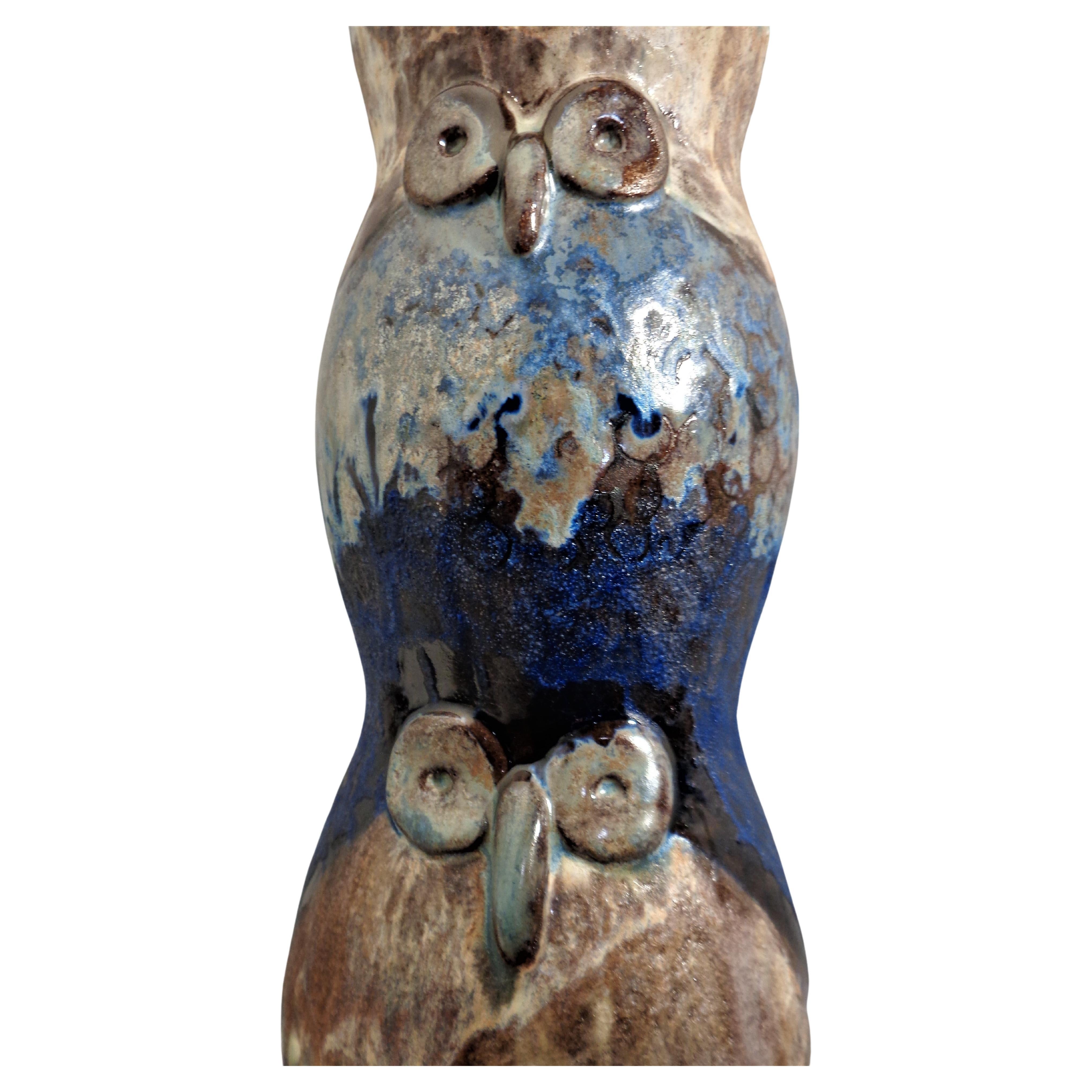 Eva Fritz-Lindner Majolika Karlsruhe Owl Totem Sculpture 4