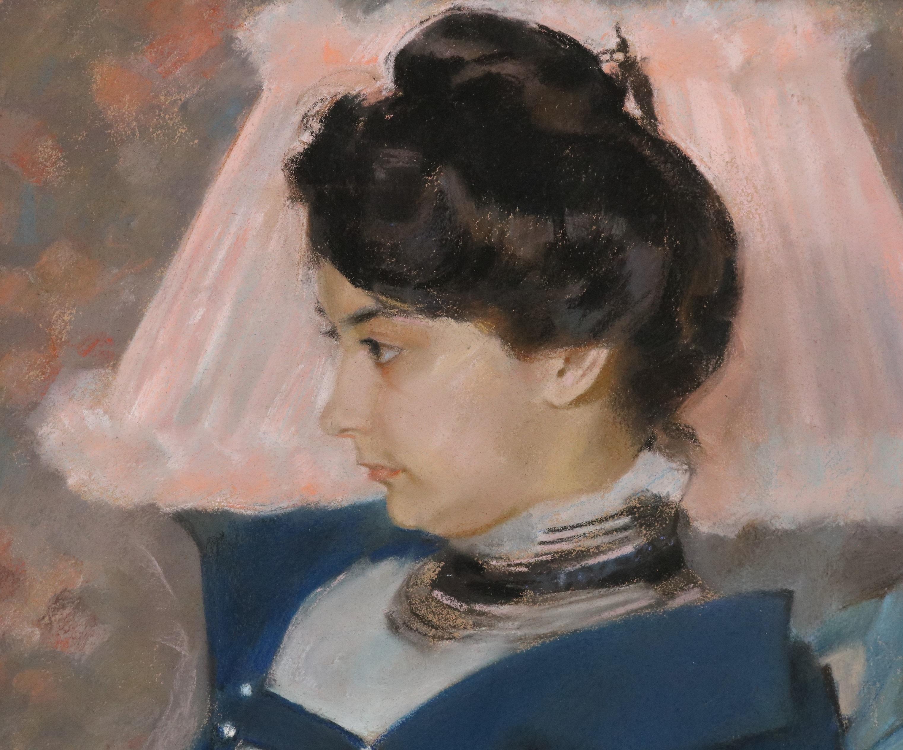 La Liseuse - Portrait au pastel impressionniste du XIXe siècle d'une jeune femme en train de lire 2