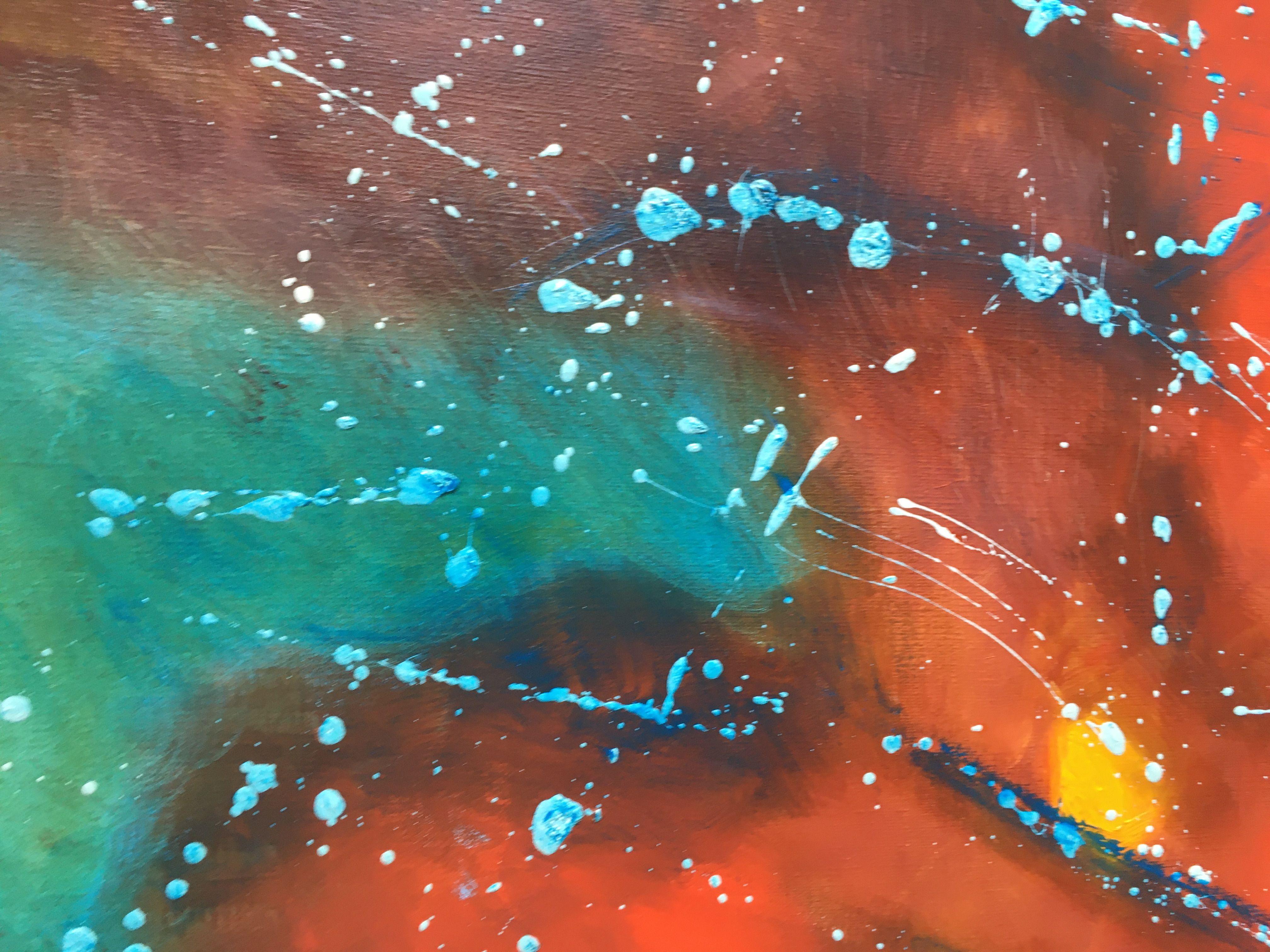 Corona-Blau in Rot, Gemälde, Öl auf Leinwand (Abstrakt), Painting, von Eva Hoffmann