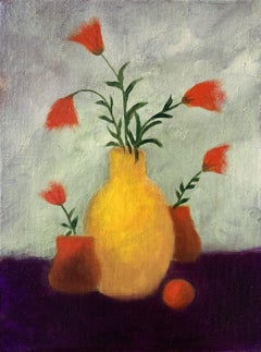 Flowers in vase, Painting, Oil on Canvas