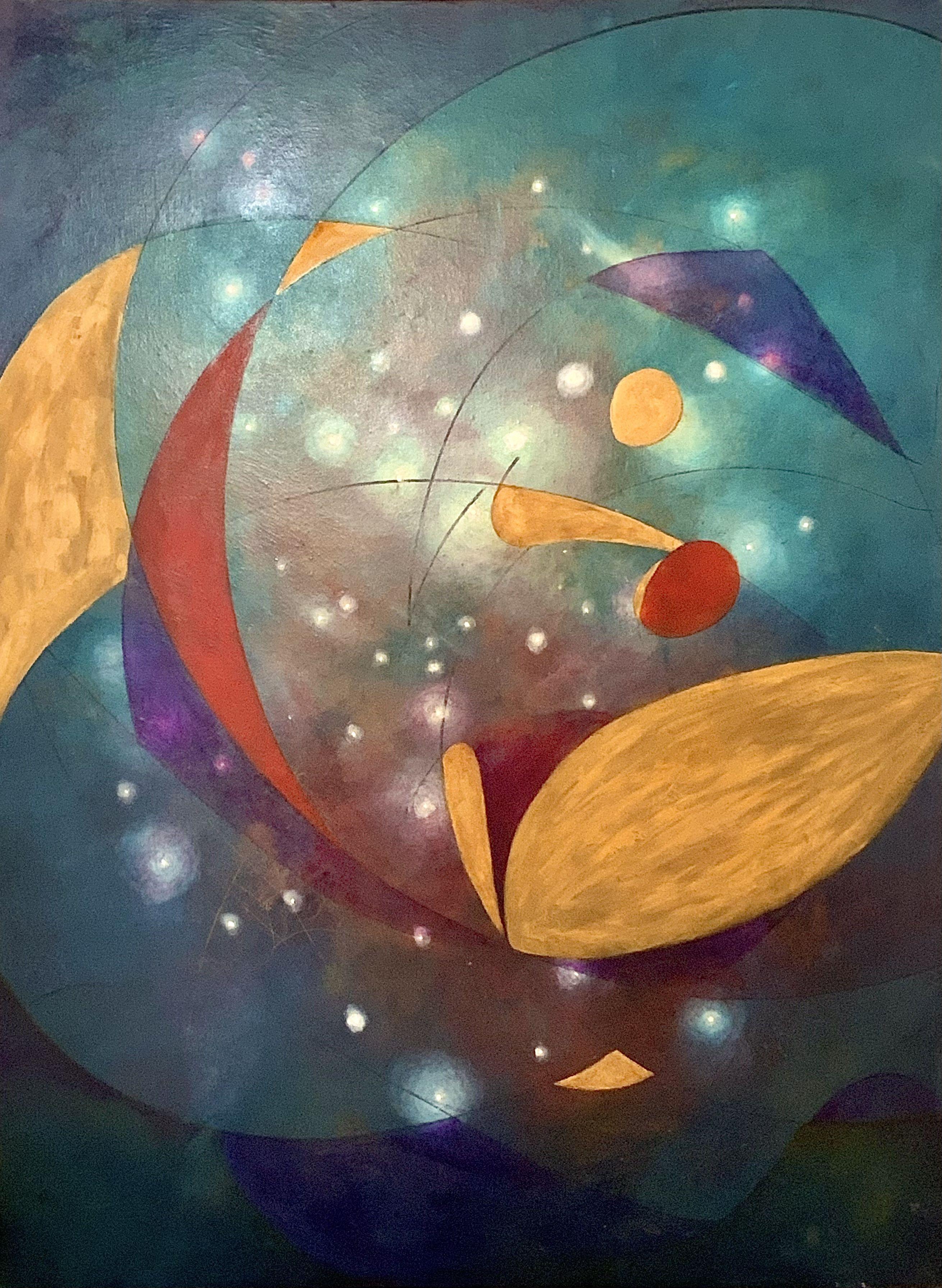 Abstract Painting Eva Hoffmann - Peinture - Galaxy, huile sur toile