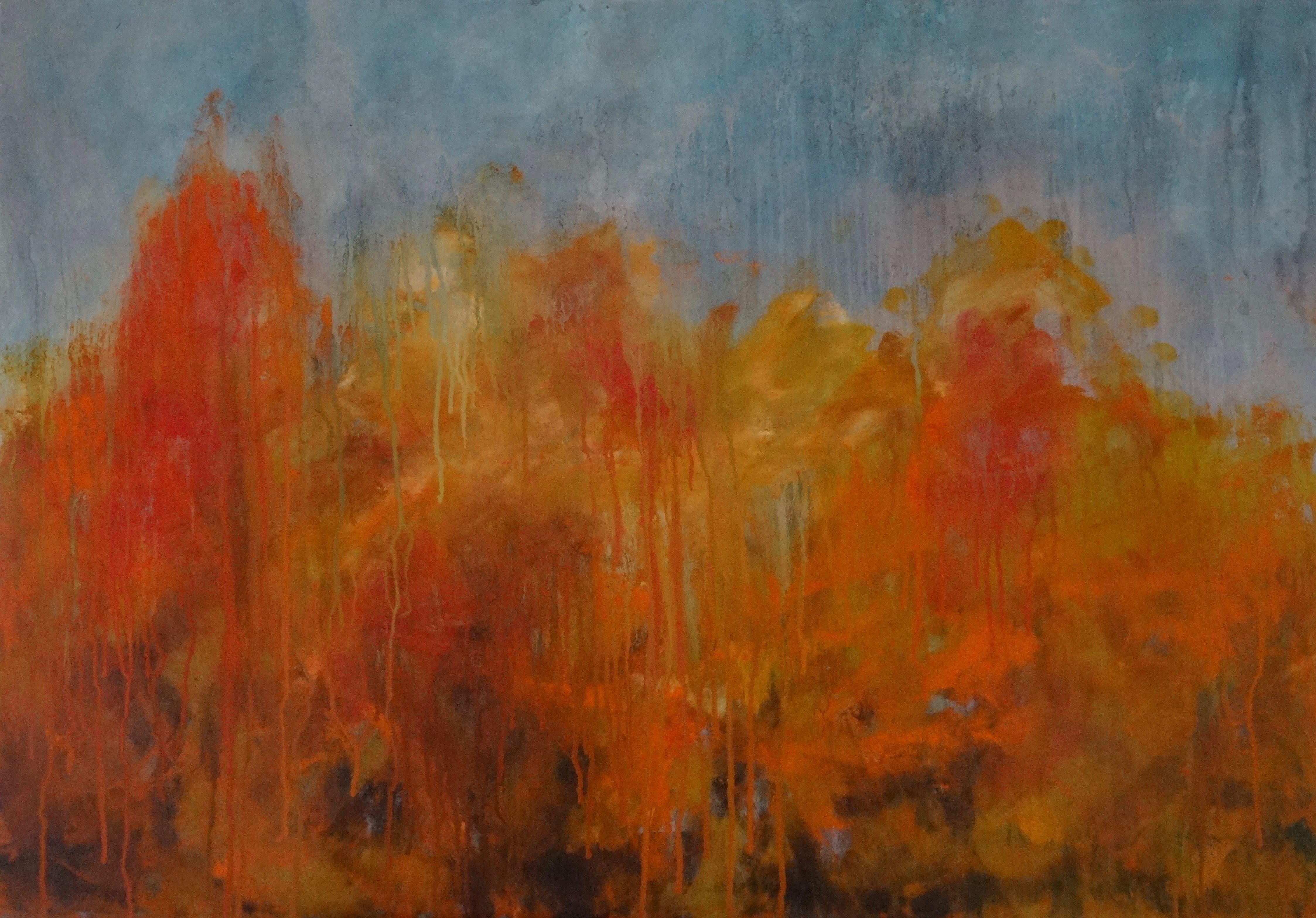 Eva Hoffmann Abstract Painting - Indian Summer, Painting, Oil on Canvas
